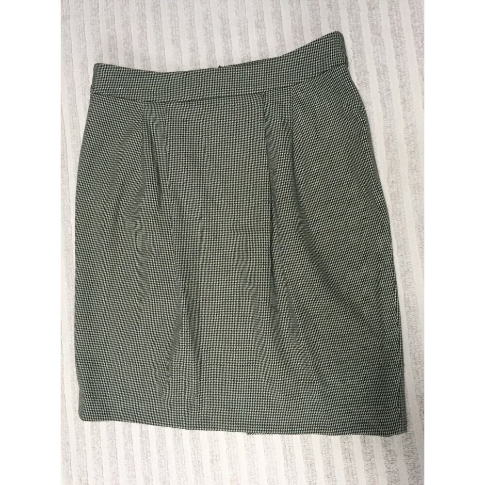 Vintage Centre Ville Paris Sz 8 Houndstooth Knit Pleat Pencil Skirt Stretch USA